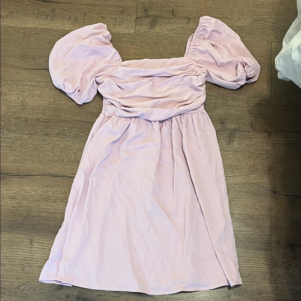 SHEIN Pink Puff Sleeve Dress